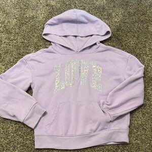 Cat & Jack Lavender Hoodie with Sparkle LOVE Graphic
